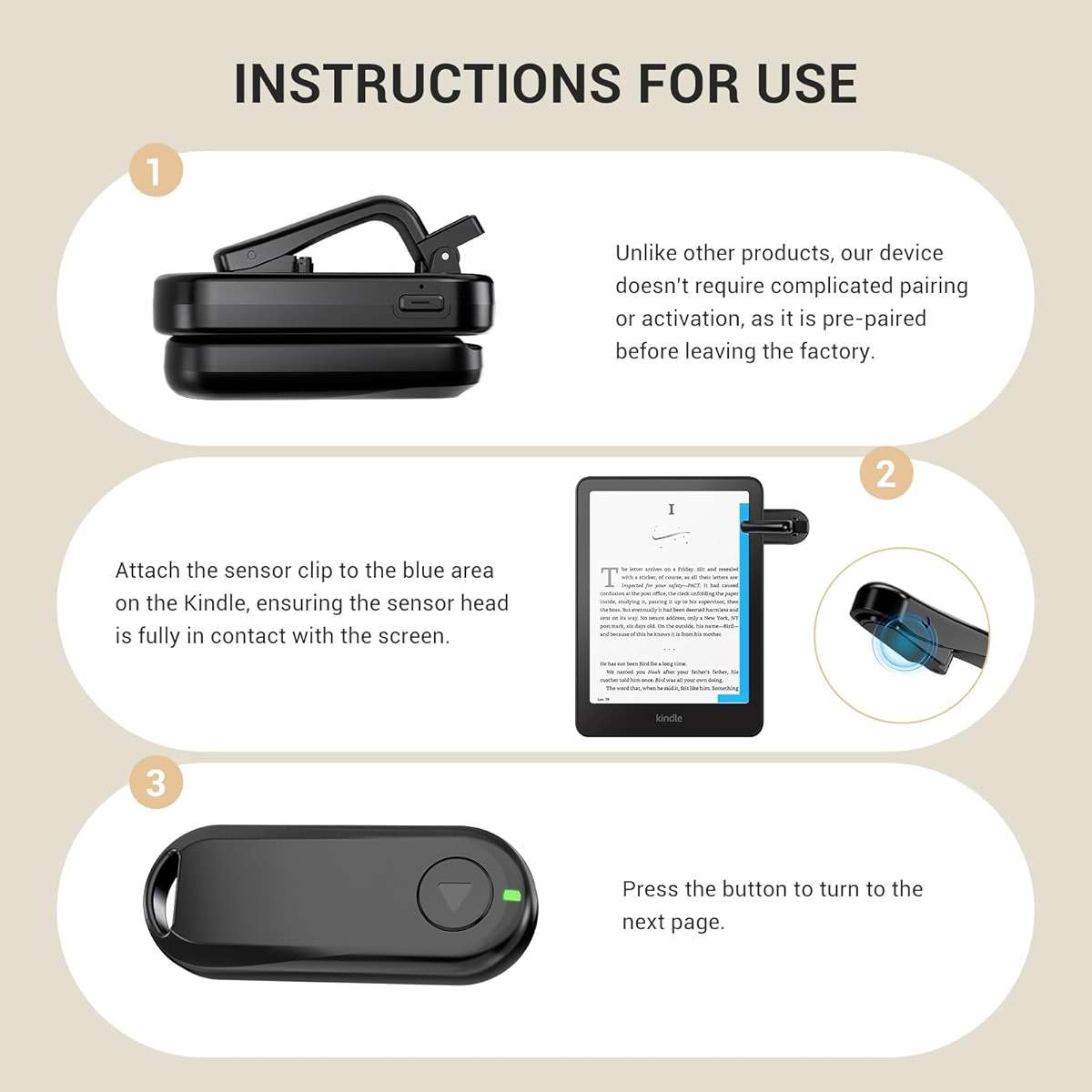 CoBak Remote Page Turner – Page Turning & Camera Remote Shutter for Kobo, E-Readers, iPad & iPhone, Compatible with Kindle Paperwhite – Wireless Control for Reading, Photos & Video - Image 8