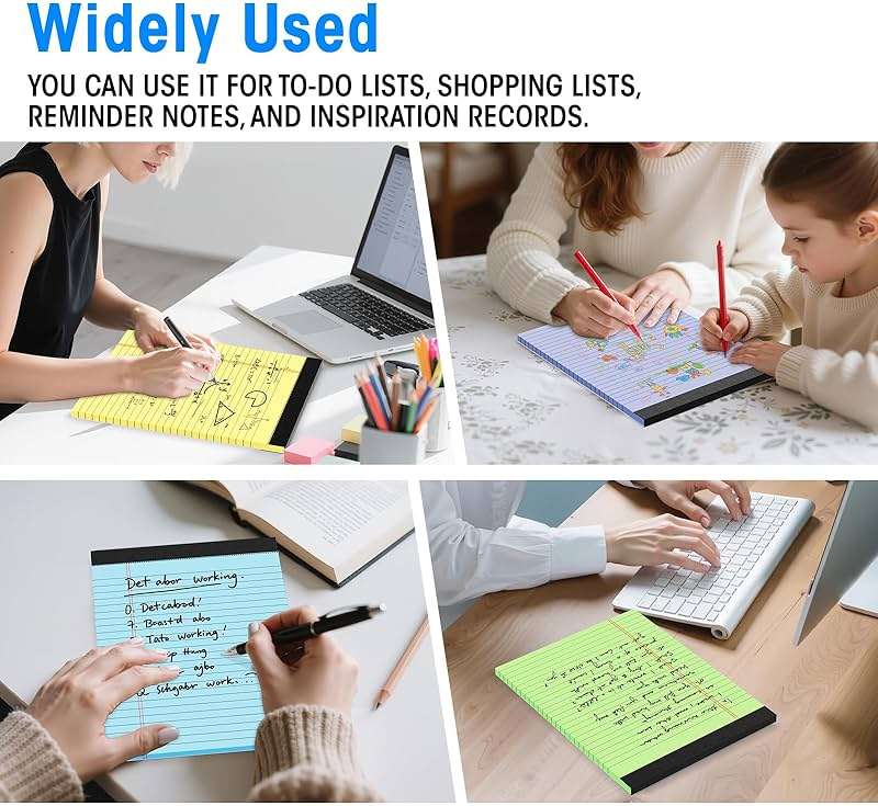 6 Packs Legal Pads 8.5 x 11 Inch, 30Sheets/Pack, College Ruled & Perforated Colored Writing Pads, Pads of Paper 8.5 x 11, Lined Note Pads with Sturdy Backing for Office, Business & School Supplies - Image 7