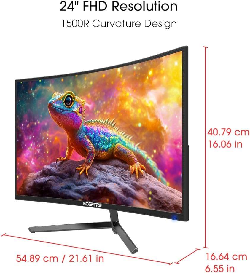 Sceptre New 24-inch Curved Gaming Monitor 1080p up to 180+Hz DisplayPort HDMI 100% sRGB, AMD FreeSync Build-in Speakers Machine Black 2026 (C248B-FWT168 Series) - Image 4