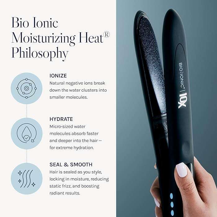 Bio Ionic 10X Styling Iron, Hair Straightener with 1" Sonic Vibrating Plates, Flat Iron with Ion Generating Mineral Complex, Versatile Styler for Wavy & Straight Hairstyles - Image 2
