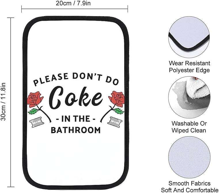 HYDJLXA Please Don't Do Coke in The Bathroom Car Center Console Cushion Pad,Waterproof Armrest Seat Box Cover Protector,Comfortable Car Decor Accessories Fit for Most Cars, Vehicles, SUVs - Image 2
