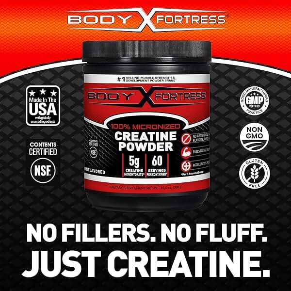 Body Fortress 100% Creatine Monohydrate Powder - Unflavored Micronized Creatine Supplement for Muscle Growth, Strength & Recovery, Pre Workout & Post Workout for Women and Men - 5g Per Scoop - Image 5