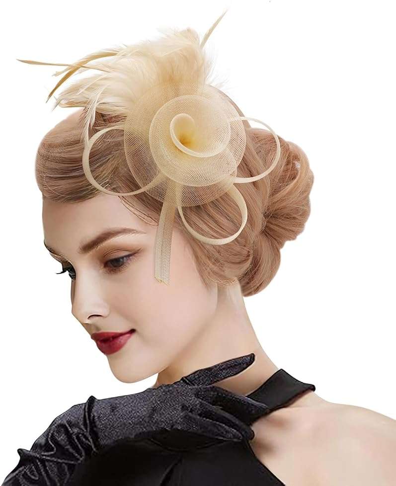 AQOKKA Women Fascinators Hats Flower Mesh Feathers with Headband and Clip Tea Party Headwear for Girls and Women - Image 2
