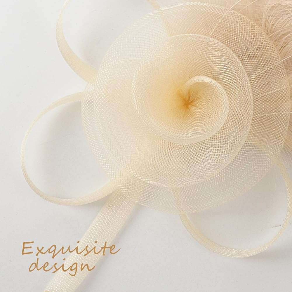 AQOKKA Women Fascinators Hats Flower Mesh Feathers with Headband and Clip Tea Party Headwear for Girls and Women - Image 4