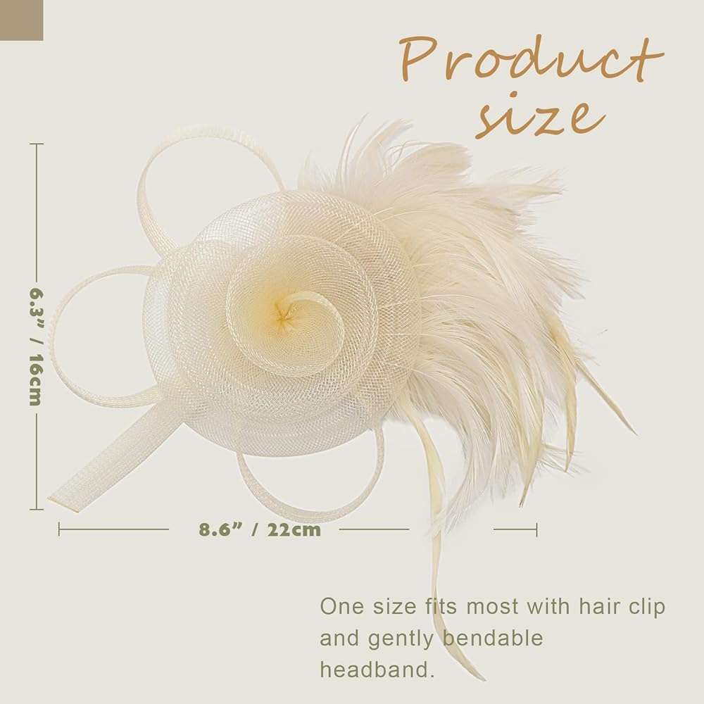 AQOKKA Women Fascinators Hats Flower Mesh Feathers with Headband and Clip Tea Party Headwear for Girls and Women - Image 6