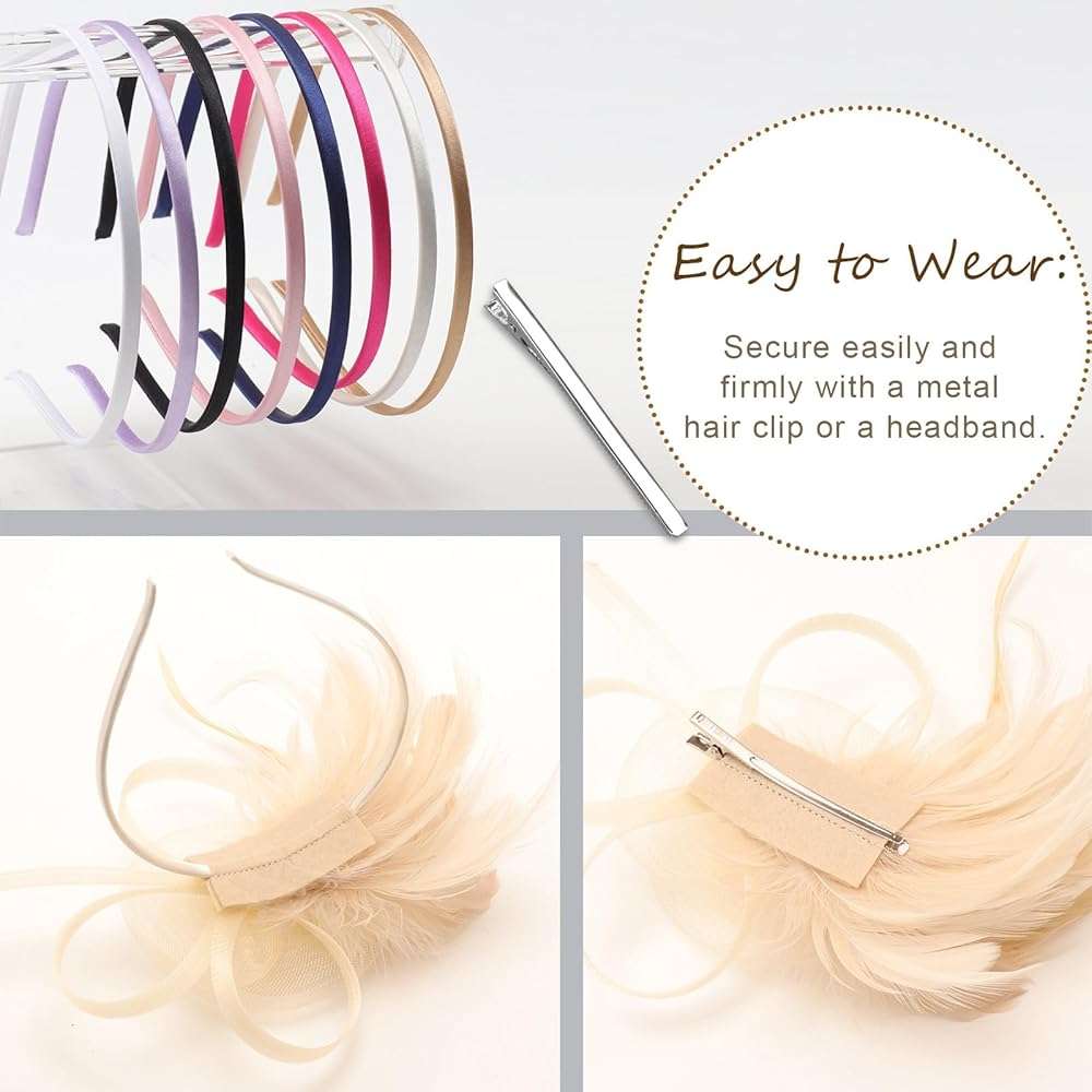 AQOKKA Women Fascinators Hats Flower Mesh Feathers with Headband and Clip Tea Party Headwear for Girls and Women - Image 7