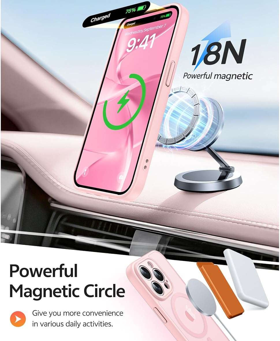 FNTCASE for iPhone 15 Pro Max Case: [Compatible with Magsafe] Translucent Matte Cases with [Full Camera Protection] [Screen Protector] Military Grade Shockproof Protective Phone Cover - Light Pink - Image 3