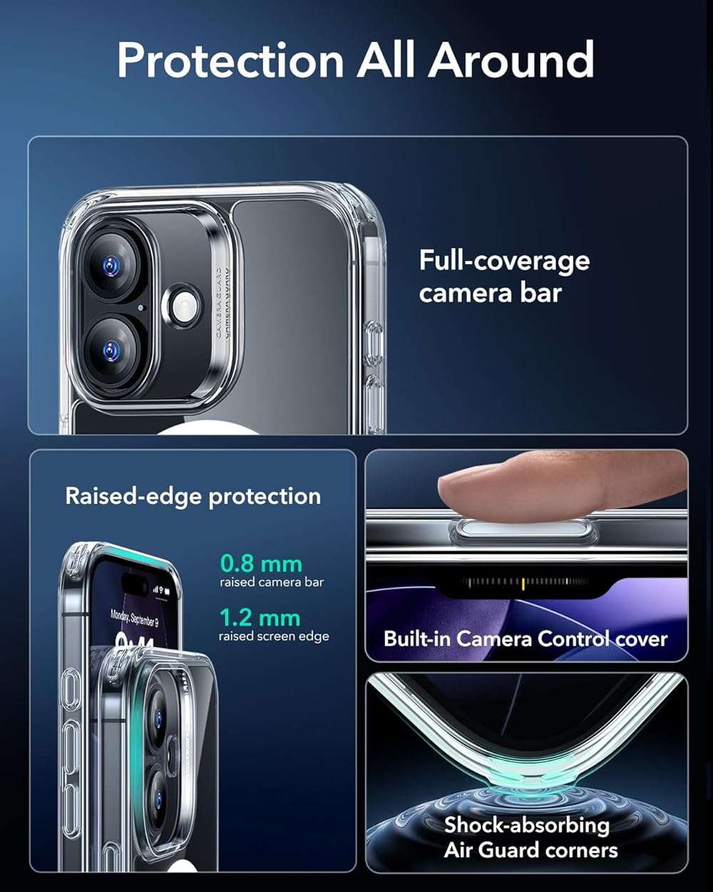 ESR for iPhone 17 Case, Camera Control Cover, Compatible with MagSafe, Shockproof Military-Grade Protection, Magnetic Phone Case for iPhone 17, Classic Hybrid Case, Clear - Image 3