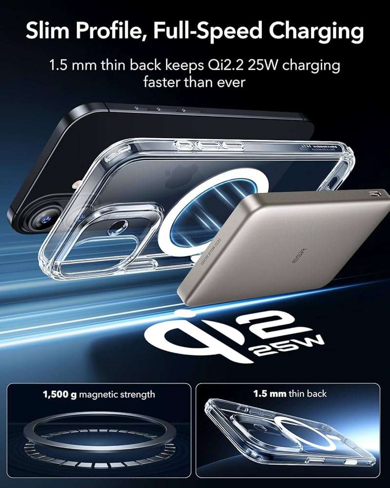 ESR for iPhone 17 Case, Camera Control Cover, Compatible with MagSafe, Shockproof Military-Grade Protection, Magnetic Phone Case for iPhone 17, Classic Hybrid Case, Clear - Image 5