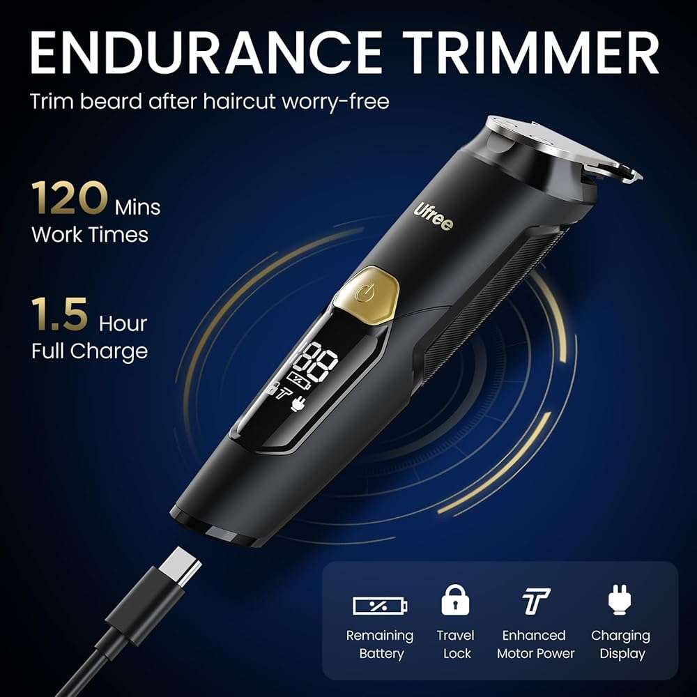 Ufree 3-in-1 Beard Trimmer for Men, IPX6 Waterproof Electric Razor Shaver, Hair Mustache Body Nose Trimmer, Type-C Clippers Husband Father boy Grooming Kit, Birthday Gifts for Men Dad - Image 5