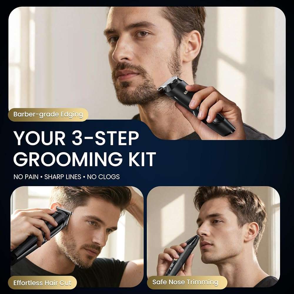 Ufree 3-in-1 Beard Trimmer for Men, IPX6 Waterproof Electric Razor Shaver, Hair Mustache Body Nose Trimmer, Type-C Clippers Husband Father boy Grooming Kit, Birthday Gifts for Men Dad - Image 6
