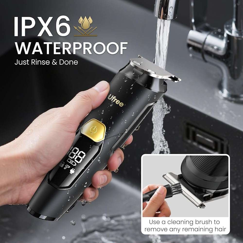 Ufree 3-in-1 Beard Trimmer for Men, IPX6 Waterproof Electric Razor Shaver, Hair Mustache Body Nose Trimmer, Type-C Clippers Husband Father boy Grooming Kit, Birthday Gifts for Men Dad - Image 7