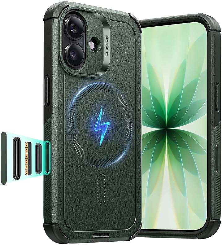 ESR for iPhone 17 Phone Case, 23ft Military-Grade Drop Protection, Shock-Absorbing Rugged Cover, MagSafe Accessories Compatible, Cyber Series, Olive Green - Image 1