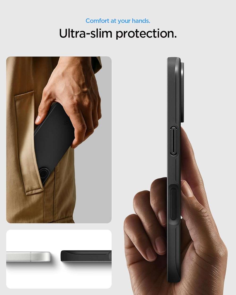 Spigen for iPhone 17 Case, Thin Fit MagFit [TPU Covered Camera Control] [Compatible with MagSafe] - Black - Image 3