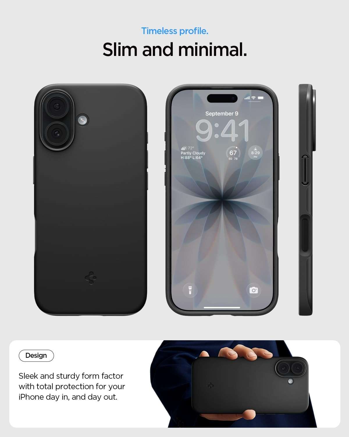 Spigen for iPhone 17 Case, Thin Fit MagFit [TPU Covered Camera Control] [Compatible with MagSafe] - Black - Image 4