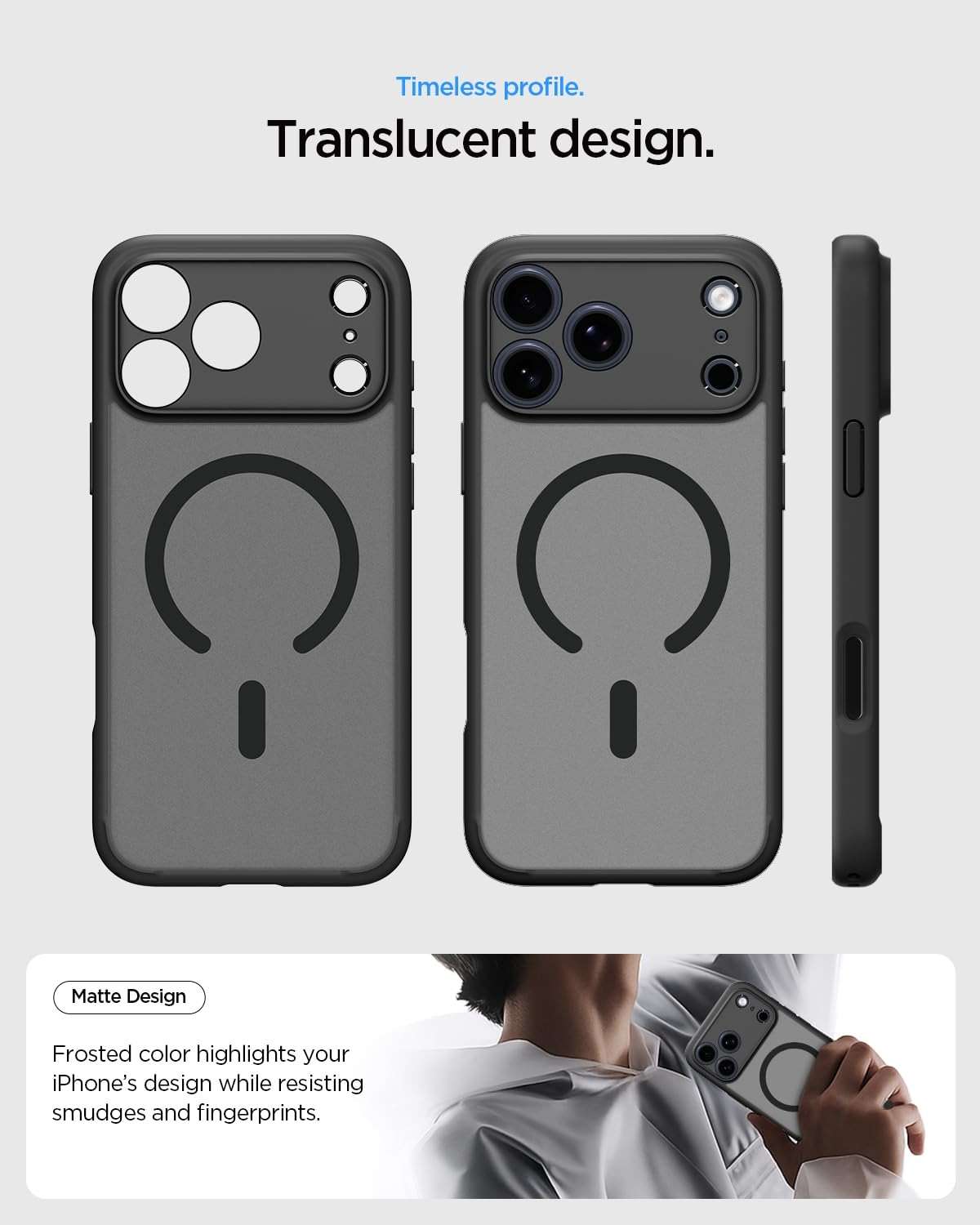 Spigen for iPhone 17 Pro Max Case, Ultra Hybrid MagFit [TPU Covered Camera Control] [Anti-Yellowing] [Compatible with Magsafe] - Frost Black - Image 4