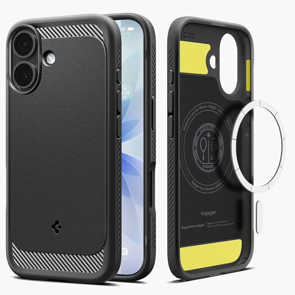 Spigen for iPhone 17 Case, Rugged Armor MagFit [TPU Covered Camera Control] [Compatible with MagSafe] - Matte Black - Image 1