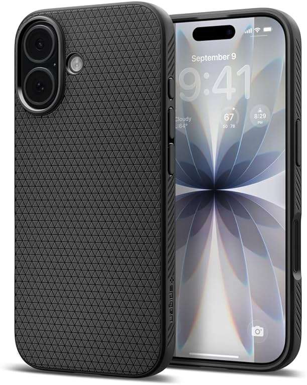 Spigen for iPhone 17 Case, Liquid Air [TPU Covered Camera Control] [No Magnet Ring] [Military-Grade Protection] - Matte Black - Image 1