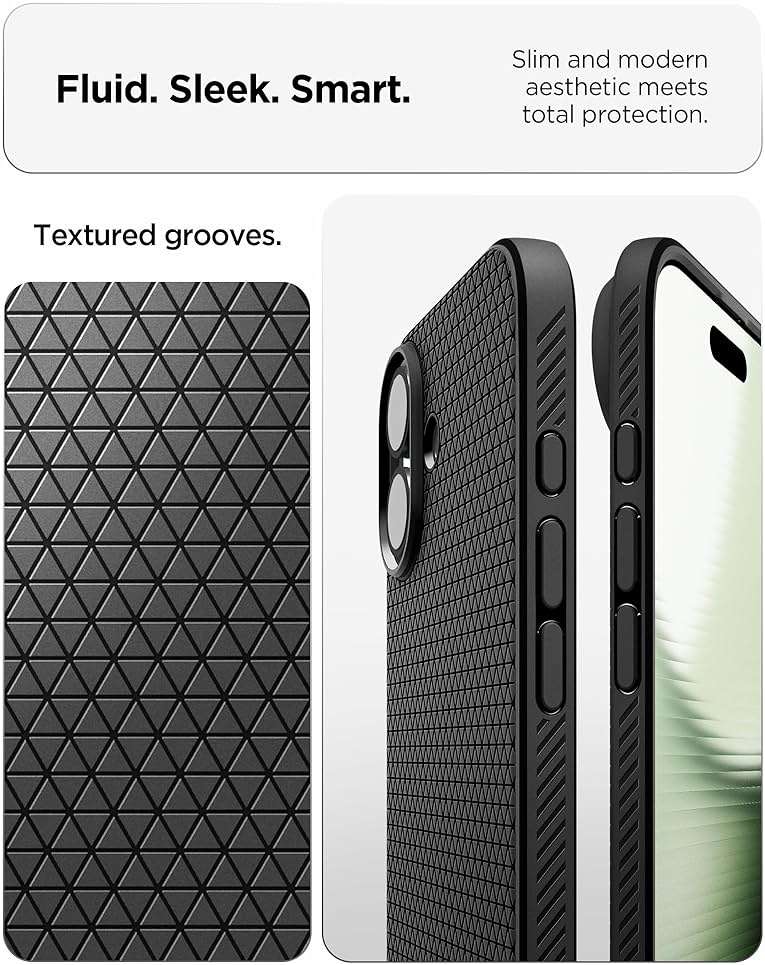 Spigen for iPhone 17 Case, Liquid Air [TPU Covered Camera Control] [No Magnet Ring] [Military-Grade Protection] - Matte Black - Image 3