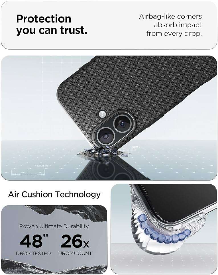 Spigen for iPhone 17 Case, Liquid Air [TPU Covered Camera Control] [No Magnet Ring] [Military-Grade Protection] - Matte Black - Image 6