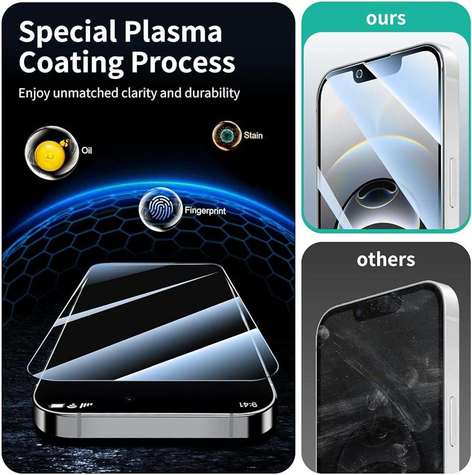 Fynorao 3+3+1-Pack, Screen Protector and Camera Lens Protector for iPhone 17e/16e with Back Tempered Glass Film, Impact-Protection, HD, Anti-Scratch, 9H Hardness, Case Friendly, Bubble Free - Image 6