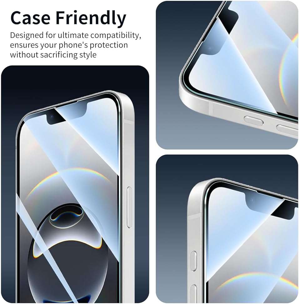 Fynorao 3+3+1-Pack, Screen Protector and Camera Lens Protector for iPhone 17e/16e with Back Tempered Glass Film, Impact-Protection, HD, Anti-Scratch, 9H Hardness, Case Friendly, Bubble Free - Image 7