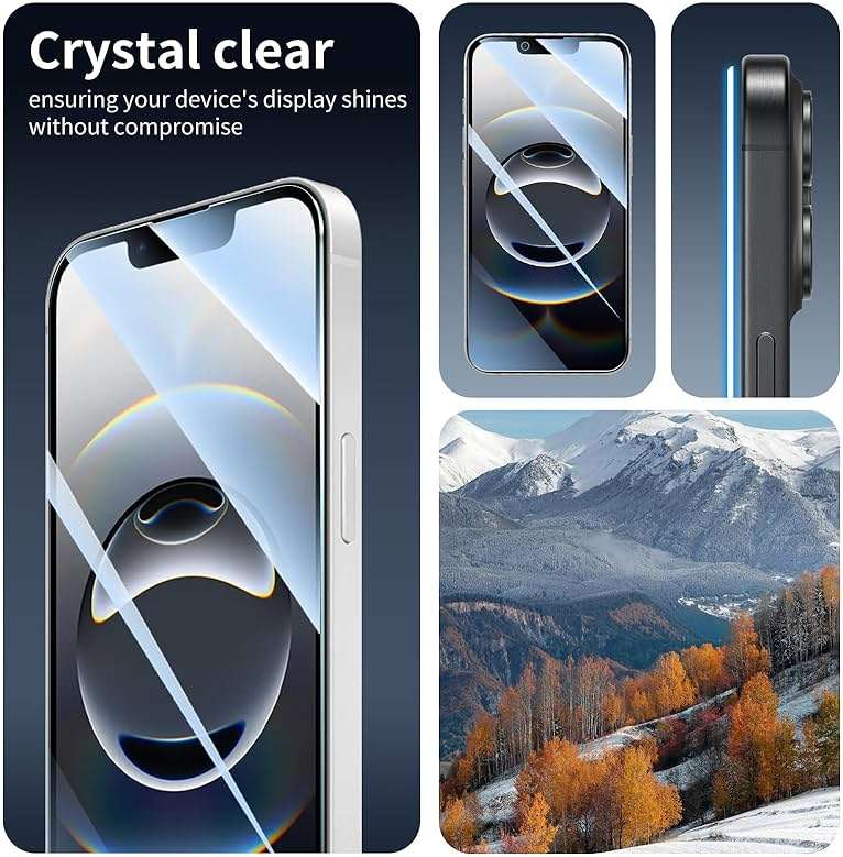 Fynorao 3+3+1-Pack, Screen Protector and Camera Lens Protector for iPhone 17e/16e with Back Tempered Glass Film, Impact-Protection, HD, Anti-Scratch, 9H Hardness, Case Friendly, Bubble Free - Image 8