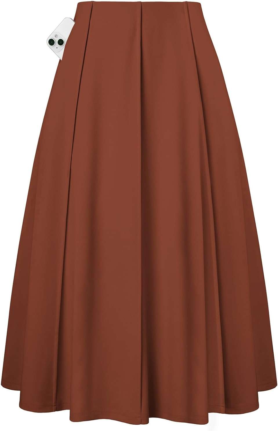 Kate Kasin Women's Pleated Midi Skirt 2026 Fall High Waisted Knee Length Flowy A Line Swing Casual Flared Skirts with Pockets - Image 1