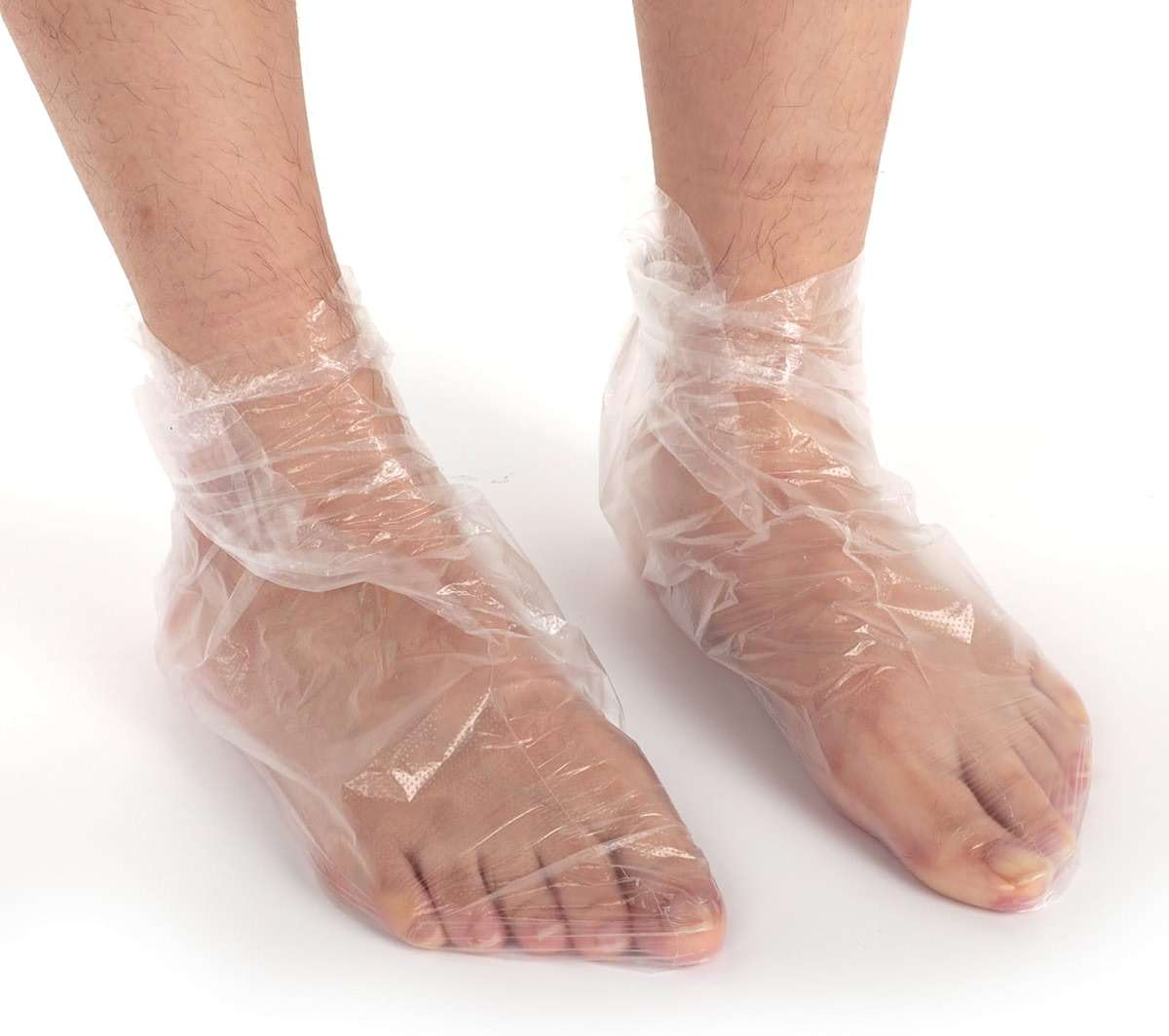 200Pcs Disposable Plastic Foot Covers, Leak-Proof Anti-Slip Design for Paraffin Bath, Spa, Pedicure & Shoe Trials (Clear) - Image 2