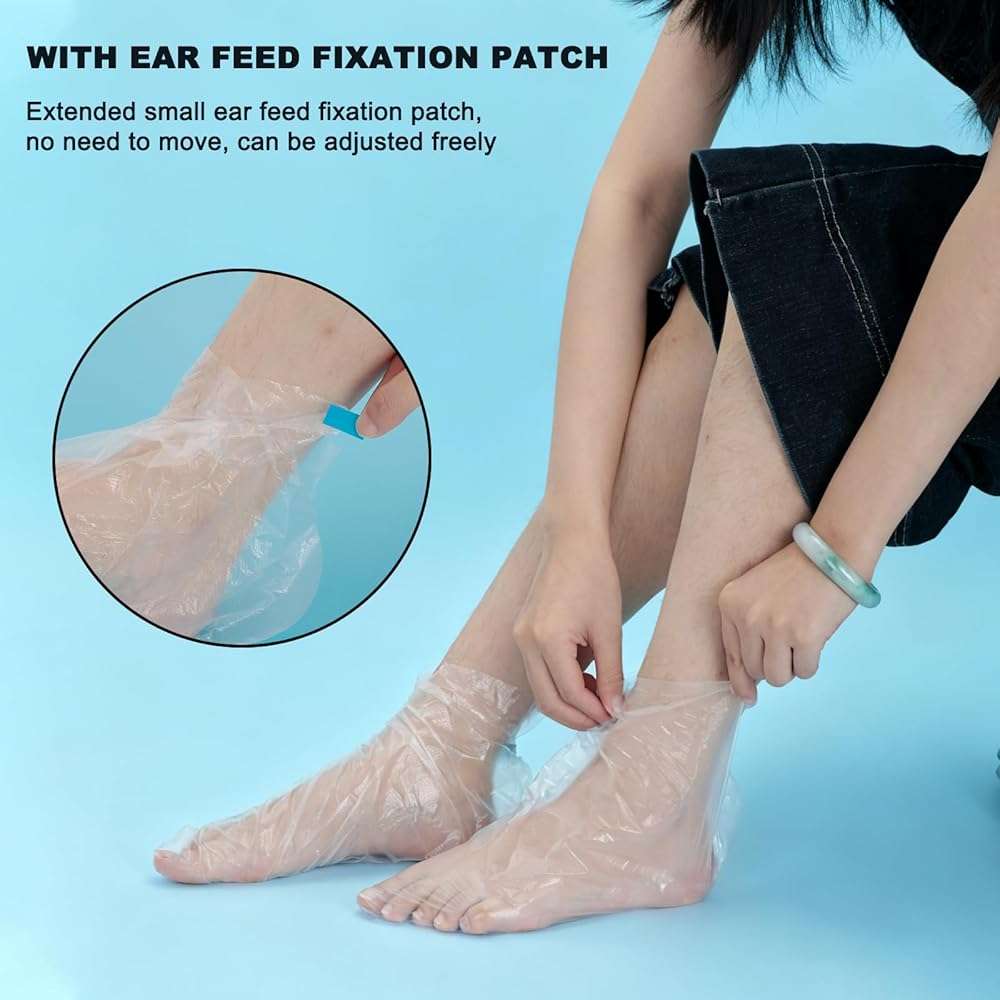 200Pcs Disposable Plastic Foot Covers, Leak-Proof Anti-Slip Design for Paraffin Bath, Spa, Pedicure & Shoe Trials (Clear) - Image 5