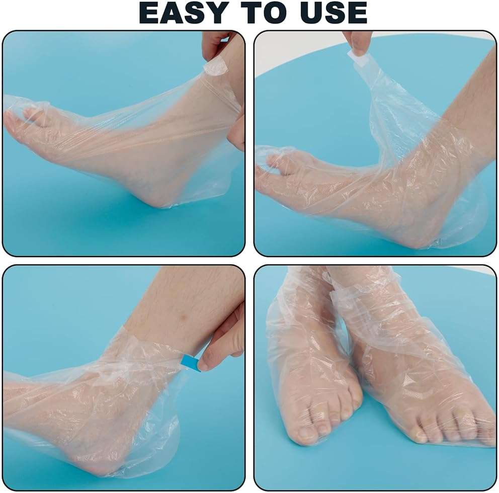 200Pcs Disposable Plastic Foot Covers, Leak-Proof Anti-Slip Design for Paraffin Bath, Spa, Pedicure & Shoe Trials (Clear) - Image 6