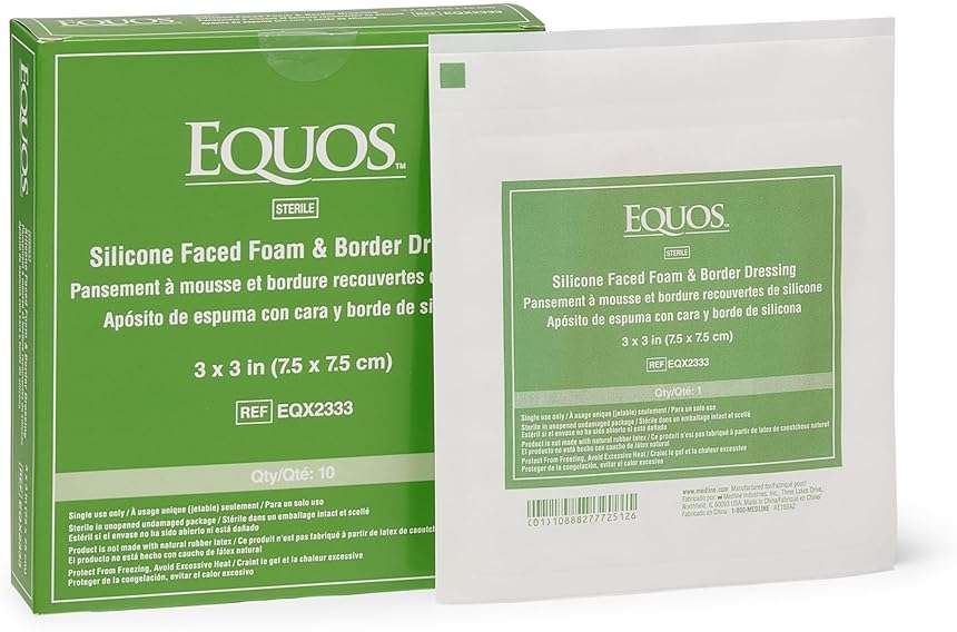 EQUOS 5-Layer Foam Wound Dressing, Gentle Silicone Adhesive, 10 Pack 3"x 3" Waterproof Wound Dressing Bandage for Wound Care - Image 2