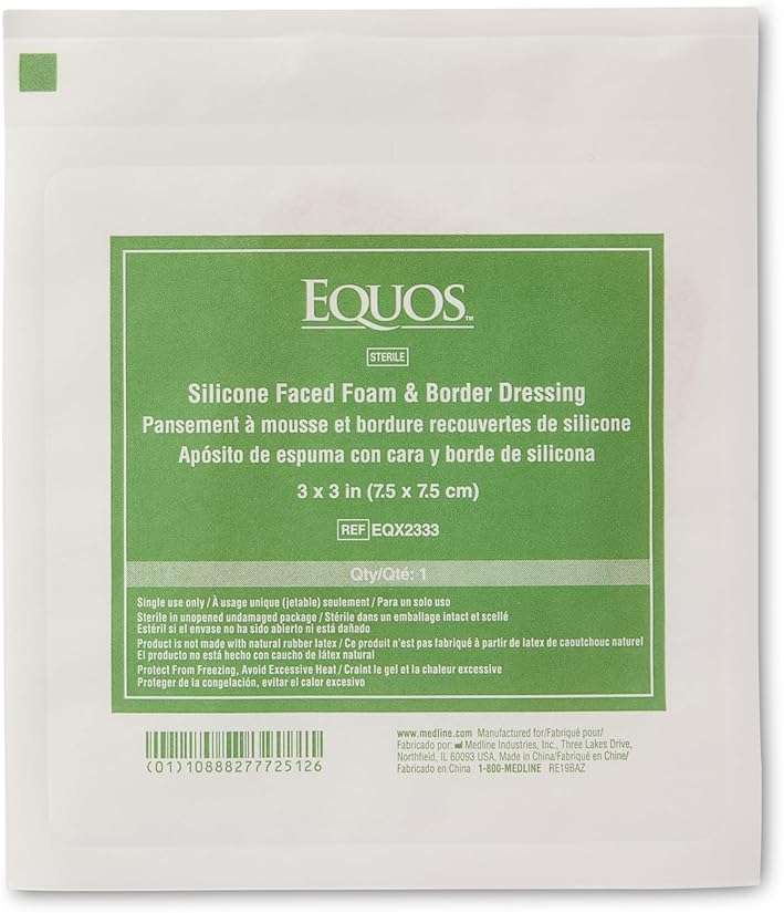 EQUOS 5-Layer Foam Wound Dressing, Gentle Silicone Adhesive, 10 Pack 3"x 3" Waterproof Wound Dressing Bandage for Wound Care - Image 3