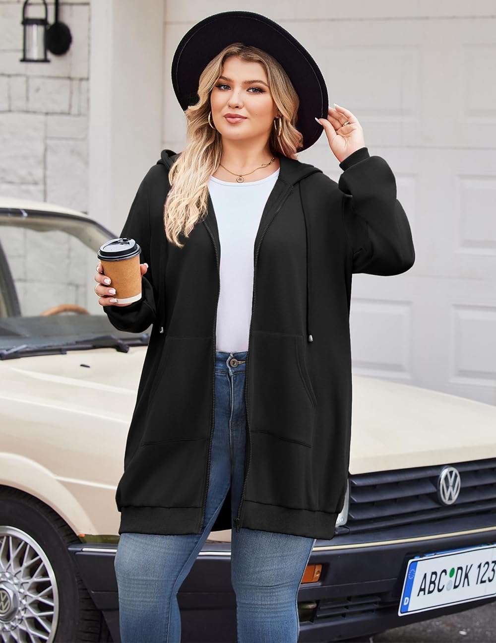 IN'VOLAND Women Plus Size Zip Up Hoodies Long Sleeve Tunic Sweatshirt Long Fleece Hoodie Jacket with Pockets - Image 5