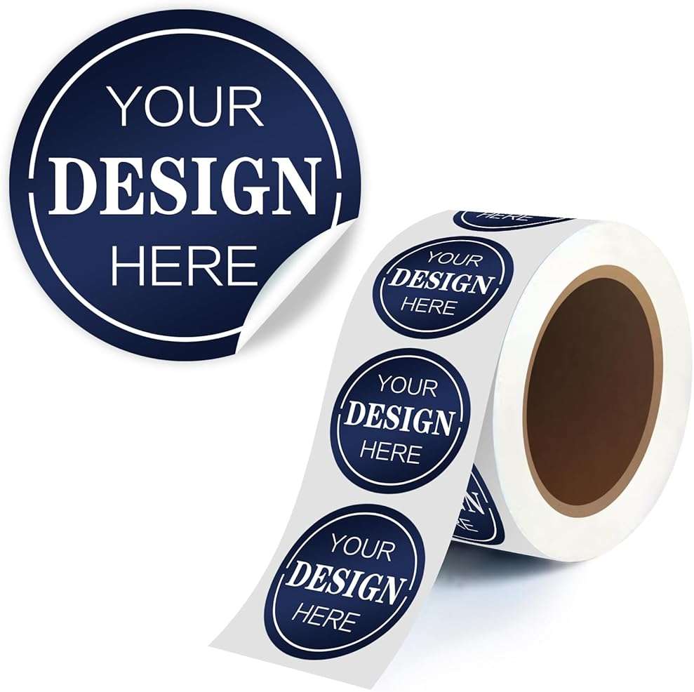 1-2500 Custom Sticker roll, 1"-10" inch Personalized Waterproof Vinyl Labels, Corporate Business Stickers, Design Any Logo Image Photo Text Name Address QR Code - Image 1