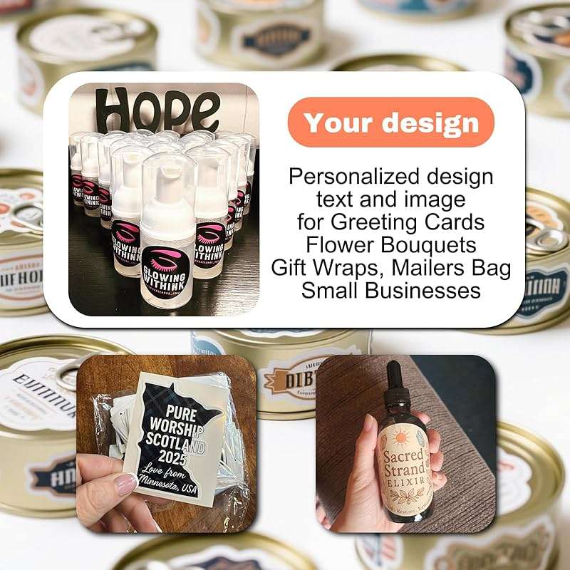 1-2500 Custom Sticker roll, 1"-10" inch Personalized Waterproof Vinyl Labels, Corporate Business Stickers, Design Any Logo Image Photo Text Name Address QR Code - Image 7