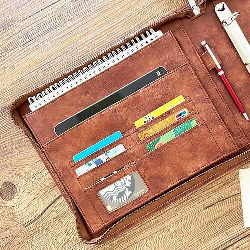 Gvalant Vegan 3-Ring Binder for Checks - Premium Checkbook Cover Fits 3/9-Ring Systems, 11.25"x9" Pilot Logbook & Executive Journal (Retro Brown, Standard) - Image 5