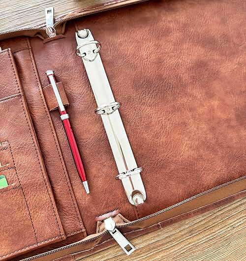 Gvalant Vegan 3-Ring Binder for Checks - Premium Checkbook Cover Fits 3/9-Ring Systems, 11.25"x9" Pilot Logbook & Executive Journal (Retro Brown, Standard) - Image 6