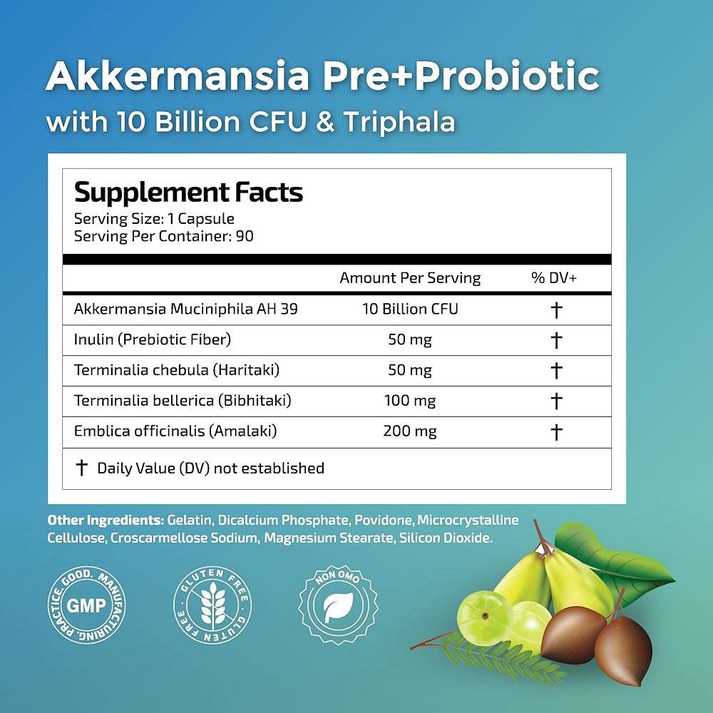 Herbal Wisdom Akkermansia Probiotic 10 Billion CFU - Advanced GLP-1 Support, Probiotic+Prebiotic | for Gut & Metabolism Support - No Bloating | with Inulin & Triphala | (90 Capsules - 3 Month Supply) - Image 7
