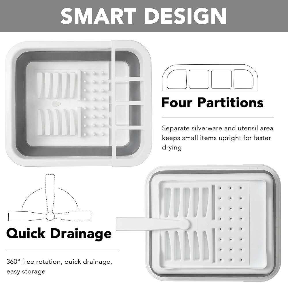 Tiawudi Collapsible Dish Drying Rack, Pop Up Dinnerware Drainer, Portable Plate Organizer for Kitchen RV Campers Travel Trailer, Space Saving Kitchen Storage Tray - Image 5