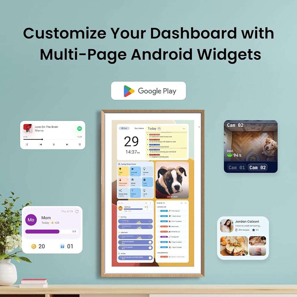 Apolosign 21.5-inch Digital Calendar & Smart Family Wall Planner, No Subscription, Calendar & Dashboard Dual-Mode System, Shared Touchscreen Display with Calendar Sync, Chore Charts & Family Scheduling Hub (Teak) - Image 3