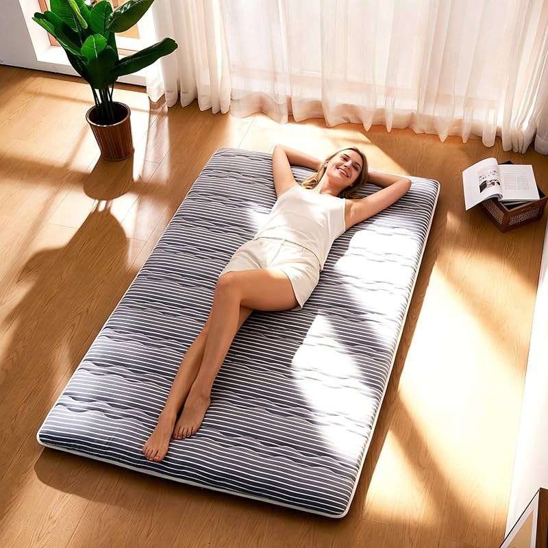 jzbearapt Premium Foam Japanese Floor Mattress Futon Mattress,100% High Density Comfortable Foam,Thicken Tatami Mat Sleeping Pad,Portable Kids Adults Sleeping Mats for Guest Room, Dormitory - Image 8