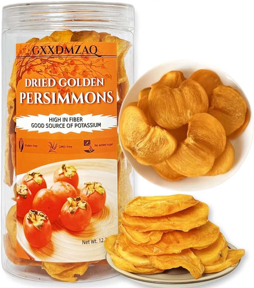 Dried Persimmons - No Sugar Added Snack, 12.35oz, Sun-Ripened Fruit Slices | Resealable Bulk Jar Gluten-Free Dried Fruit Snacks Packs | At Home, Work, or On The Go - Image 1
