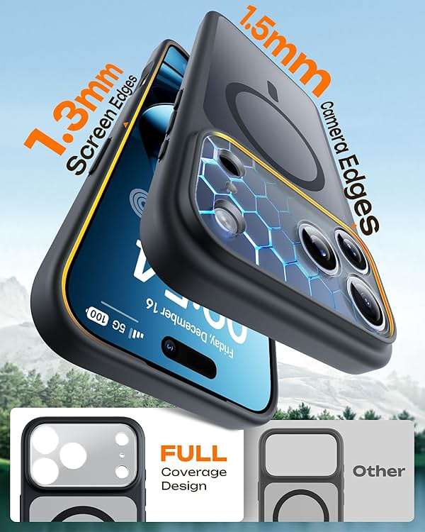 TOCOL for iPhone 17 Pro Max Case, Compatible with Magsafe, Full Camera Protection, Built-in Magnets, Translucent Matte for iPhone 17 Pro Max Phone Case 6.9 inch (Black) - Image 7