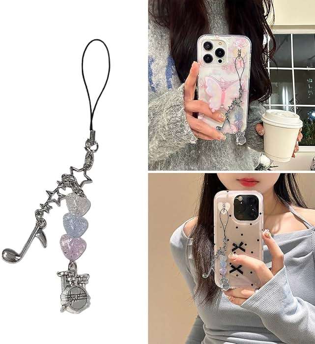 Misright Drum Set Note Beaded Phone Charm Colorful Heart Pendant Keyring For Music Lovers Accessory For Smartphones And Bags - Image 2