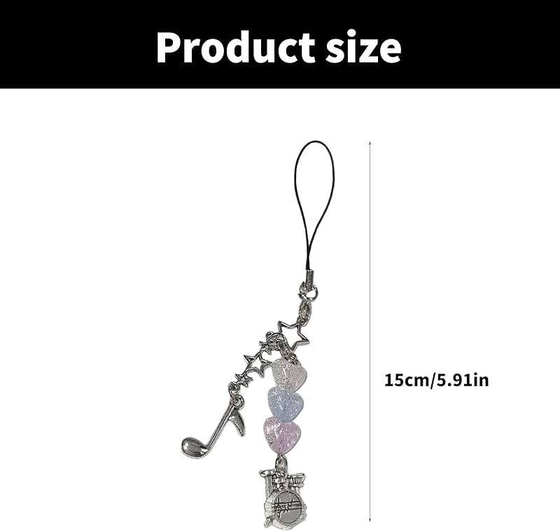 Misright Drum Set Note Beaded Phone Charm Colorful Heart Pendant Keyring For Music Lovers Accessory For Smartphones And Bags - Image 6