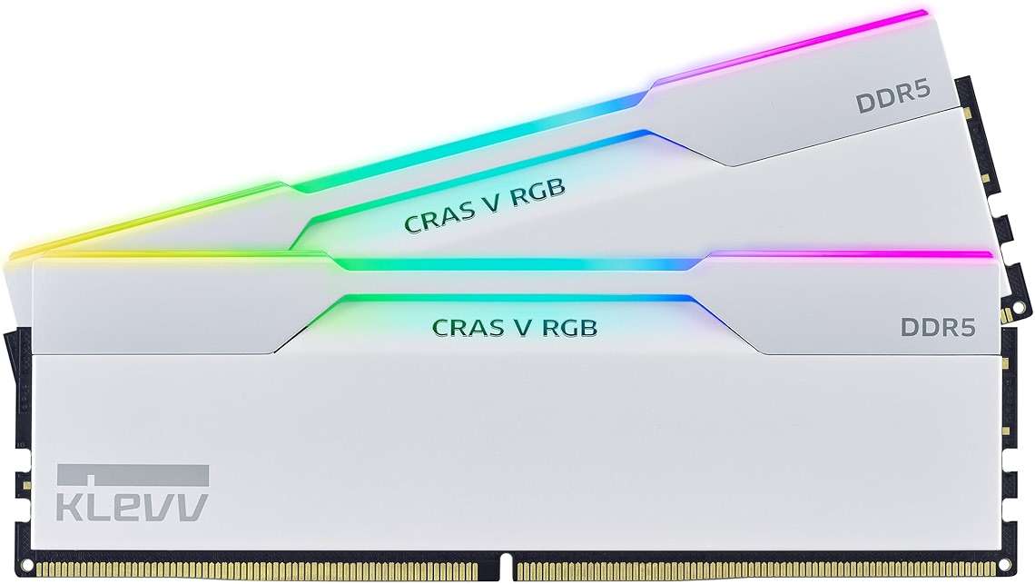 KLEVV CRAS V RGB DDR5 32GB (2x16GB) 6000MHz CL28 SK Hynix A-Die 1.35V Gaming Desktop Ram Memory XMP 3.0 / AMD Expo Ready - White (KD5AGUA80-60B280J) - Image 1