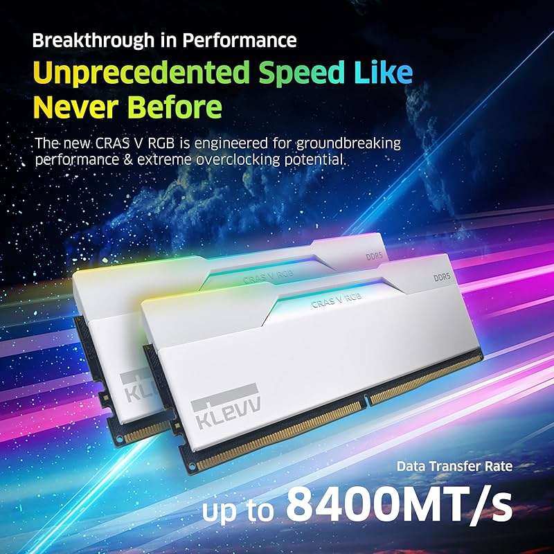 KLEVV CRAS V RGB DDR5 32GB (2x16GB) 6000MHz CL28 SK Hynix A-Die 1.35V Gaming Desktop Ram Memory XMP 3.0 / AMD Expo Ready - White (KD5AGUA80-60B280J) - Image 3