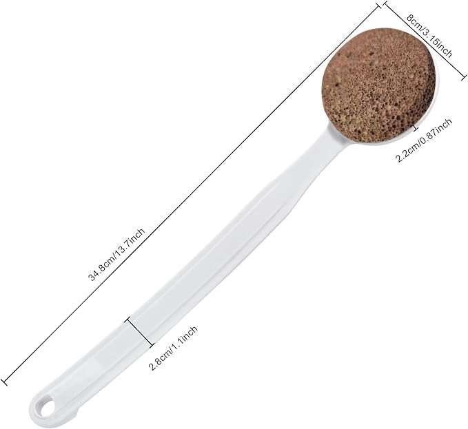 CopesFuda Curved Handle -13.7" Pumice Stone - Ergonomic Non-Slip Foot Scrubber for Shower - Easy Reach Callus Remover & Pedicure Tool for Cracked Heels & Smooth Feet - Image 2