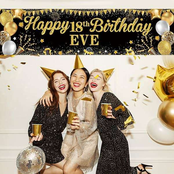 Personalized Birthday Banner for Party, with Name & Ages Option-Custom DIY Alphabet & Numbers Stickers Birthday Party Backdrop Indoor/Outdoor Celebrations (Black Gold) - Image 3